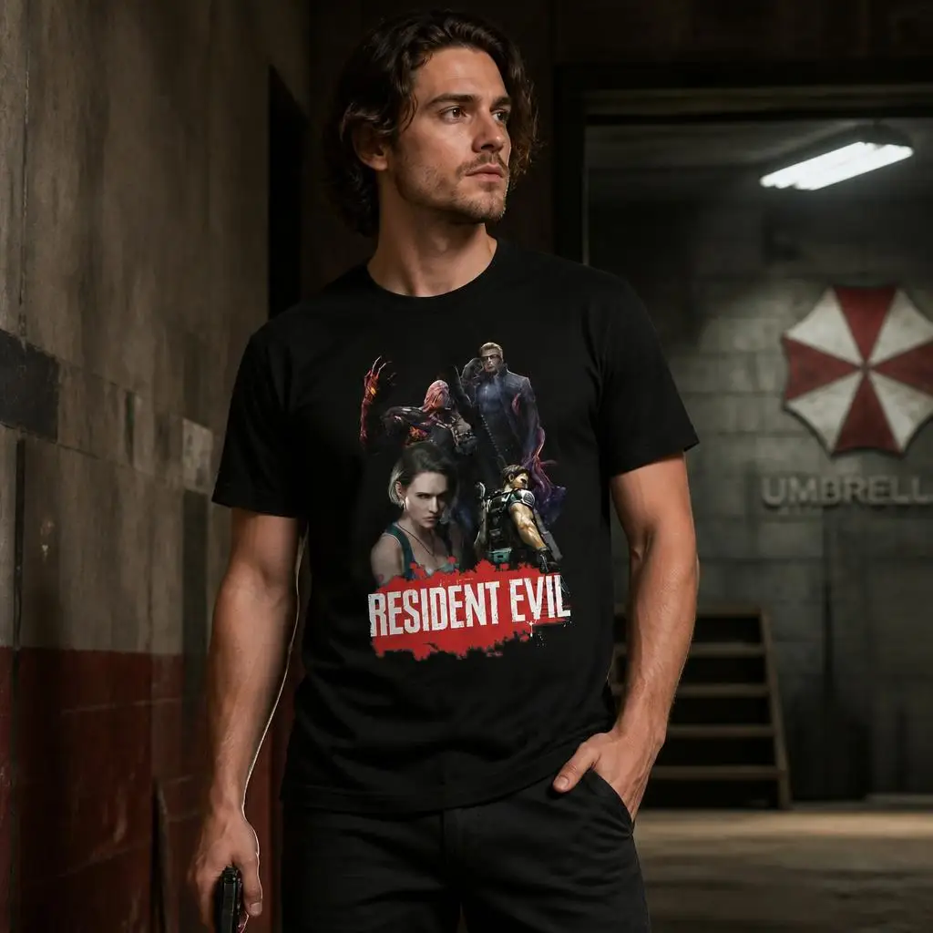 Residents Evils Fan Art Cool Gaming Men Retro T Shirt 100% Cotton Clothing Fun Short Sleeve Tee Gift T-Shirts
