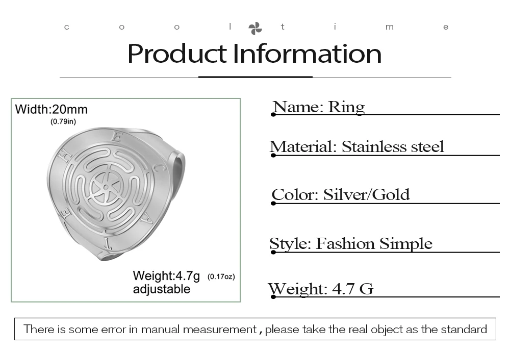 COOLTIME Pentagramm-Ring für Damen, Edelstahl, offen, verstellbar, magischer Pentagramm-Fackel, Amulett-Ring, Schmuck, Geschenk – Detail 2
