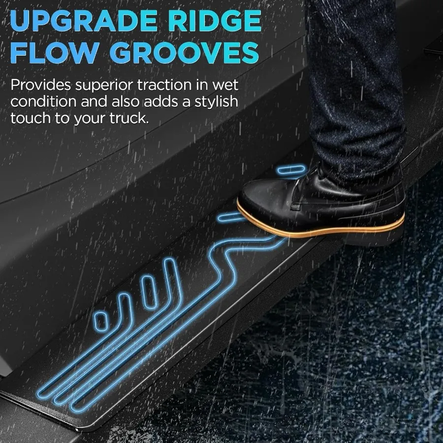 لوحات تشغيل 6.5 لـ 20092014 Ford F150 Super Crew Cab أسود من سبائك الألومنيوم خطوات جانبية قضبان Nerf مع نمط ريدج لـ #5