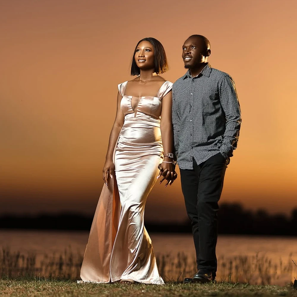 

Customized Satin Mermaid African Bridesmaid Dresses Sweep Train V-Neck Wedding Party Gowns vestido de festas elegante casamento