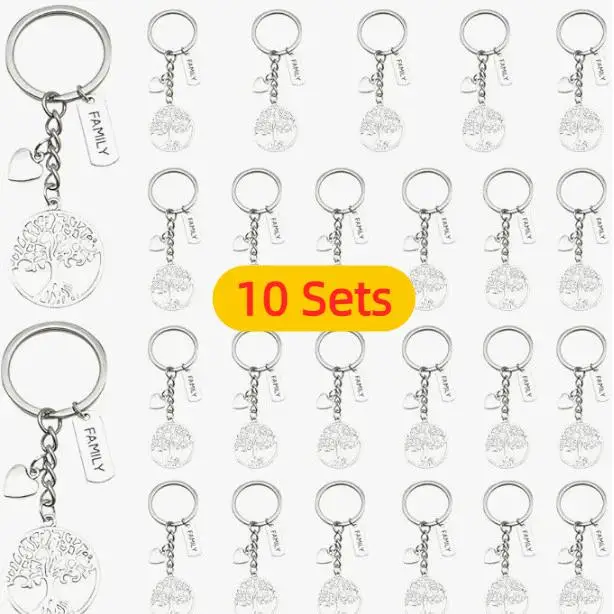 10Sets Love Tree of Life Keychain Pendant Teacher's Day Gratitude With English Thank You pendant  Keychain For Gifts