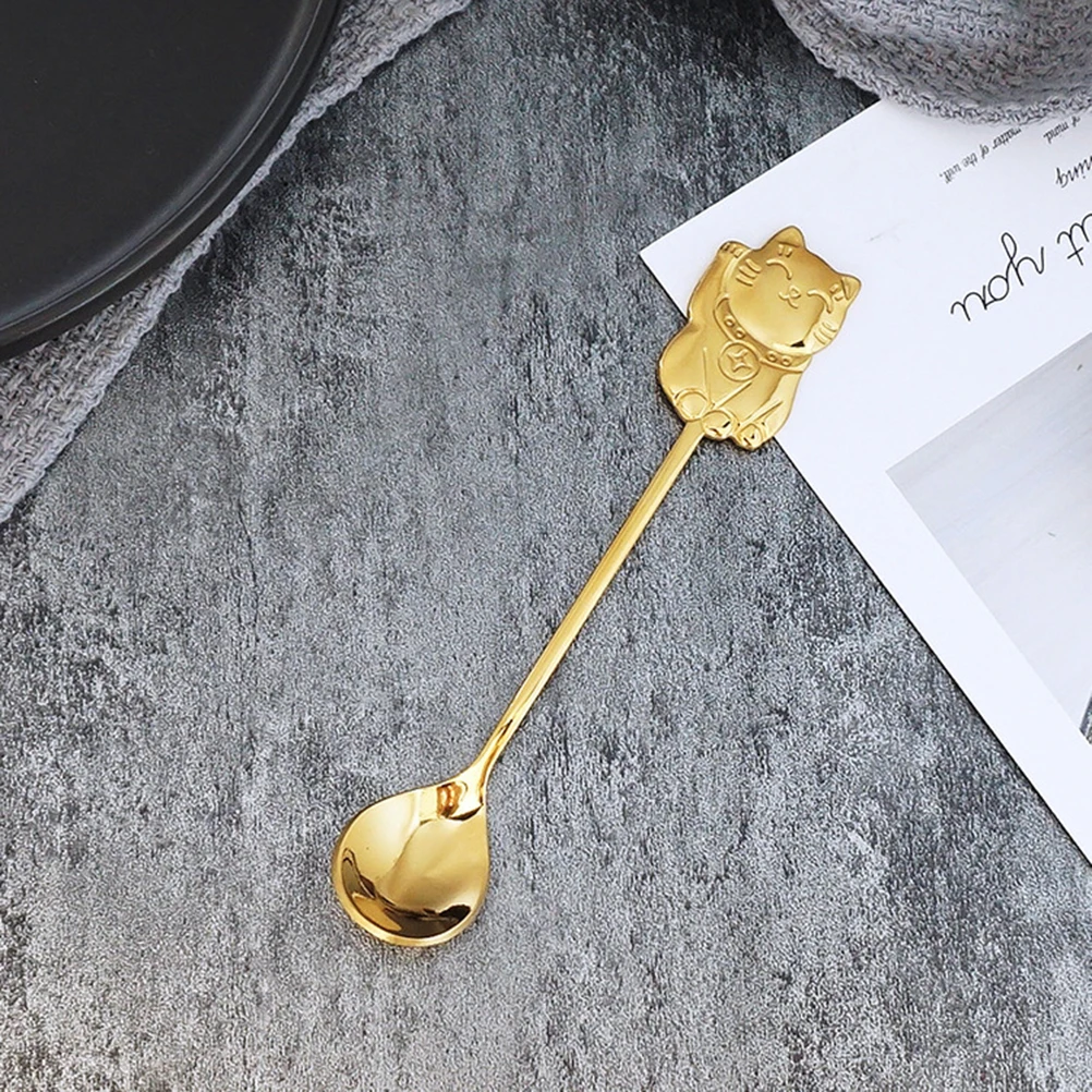 

Creative 304 Dessert Cat Coffee Dessert Tea Sugar Stirring Spoon For Stainless Steel Spoon Kitchen Party Black
