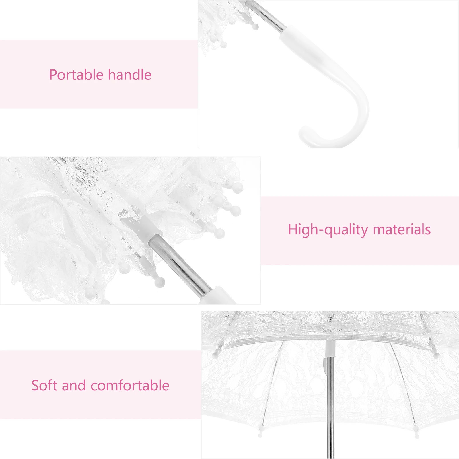 

White Lace Umbrella Lightweight Photo Prop Parasol for Stage Party Decoration Lace Umbrella