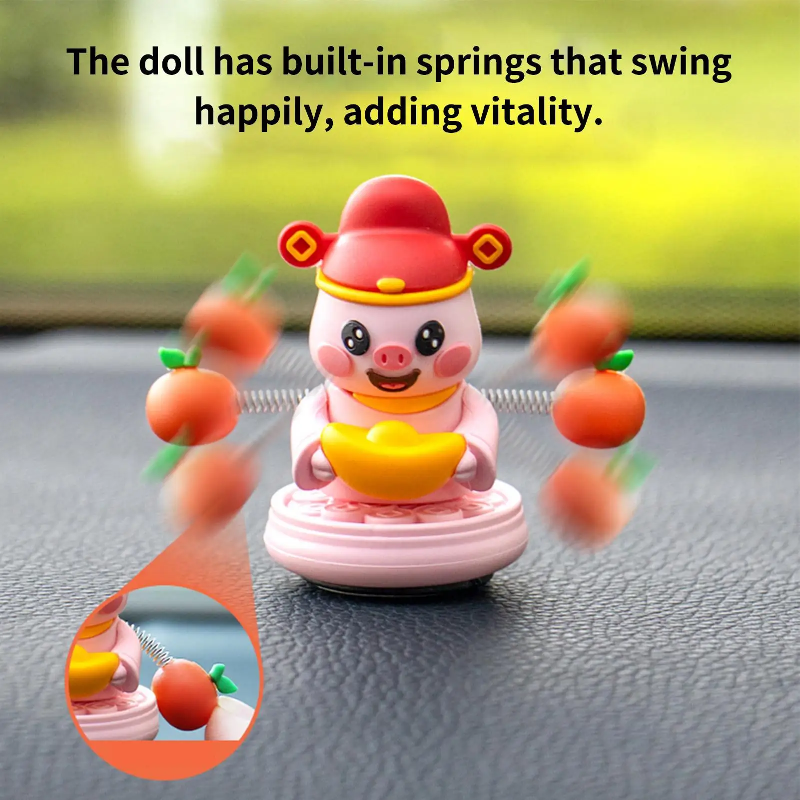 الربيع مزركشة رئيس الحيوان سيارة ديكور لطيف لوحة القيادة زخرفة مضحك تمايل تمثال لحسن الحظ، السيارات شاحنة SUV الداخلية