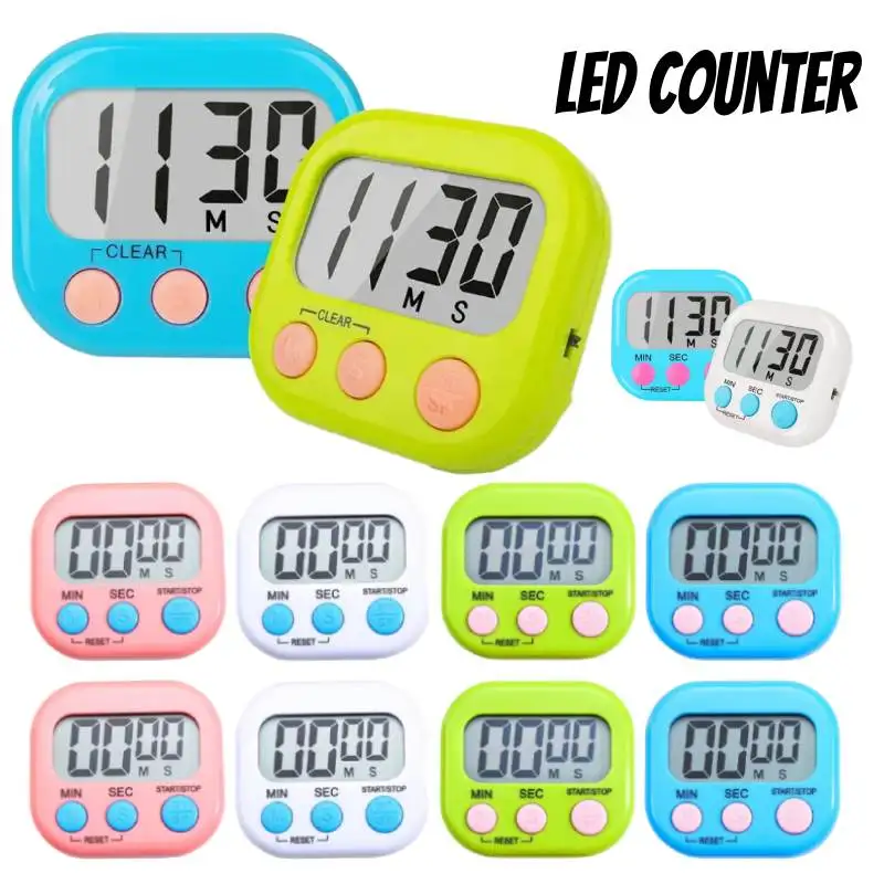 

Manual Electronic Countdown Sports Magnetic Digital Timer Kitchen Cooking Shower LED Counter Study Stopwatch Display Alarm Clock