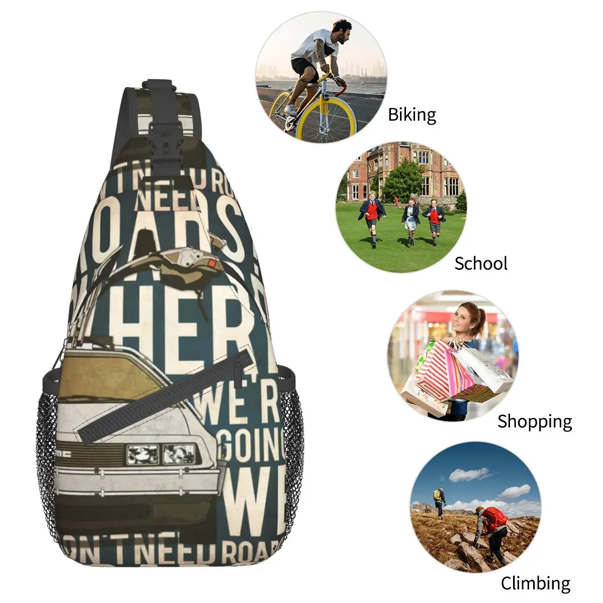 Terug Naar De Toekomstige Sling Bag Borst Crossbody Schouderslinger Rugzak Reizen Wandelen Daypacks Coole Bag