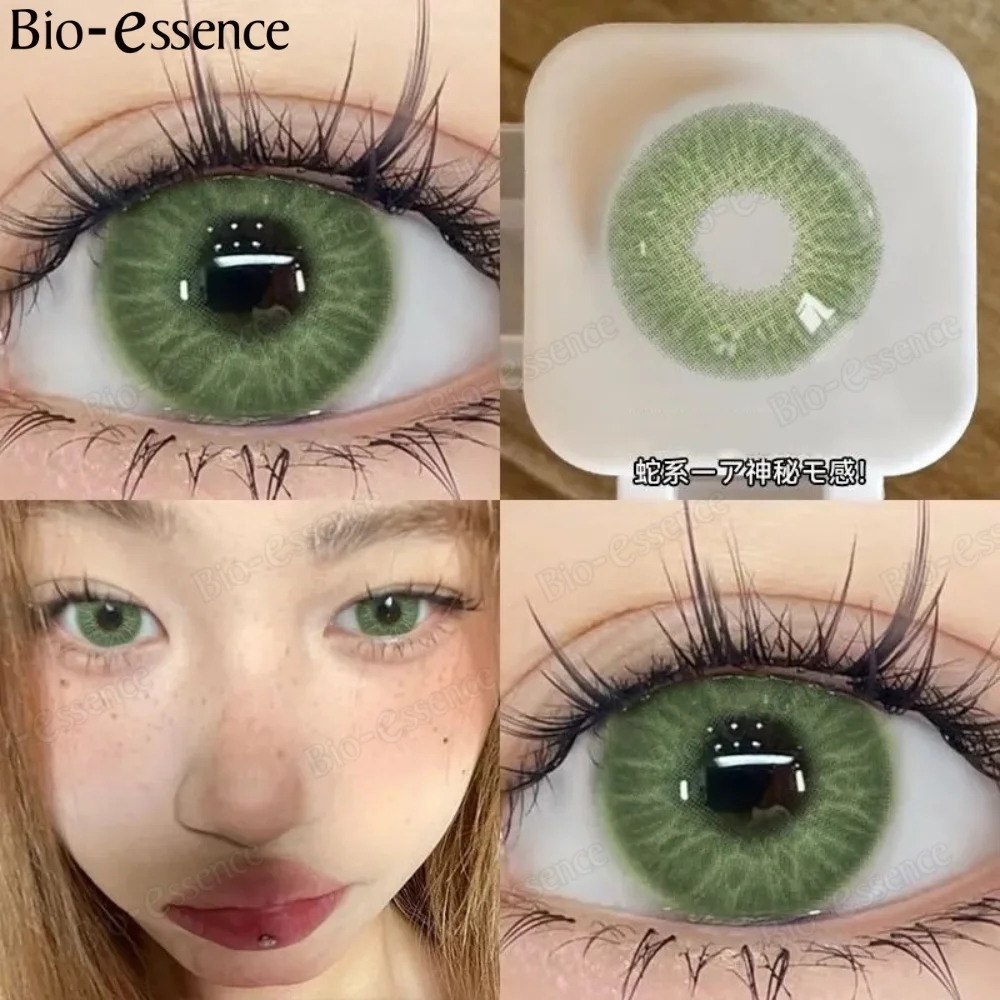 Bio-essence 1 Pair Myopia Lenses Colored Contact Lenses with Degree Natural Colored Eye Lenses with Diopters Blue Contact Lenses
