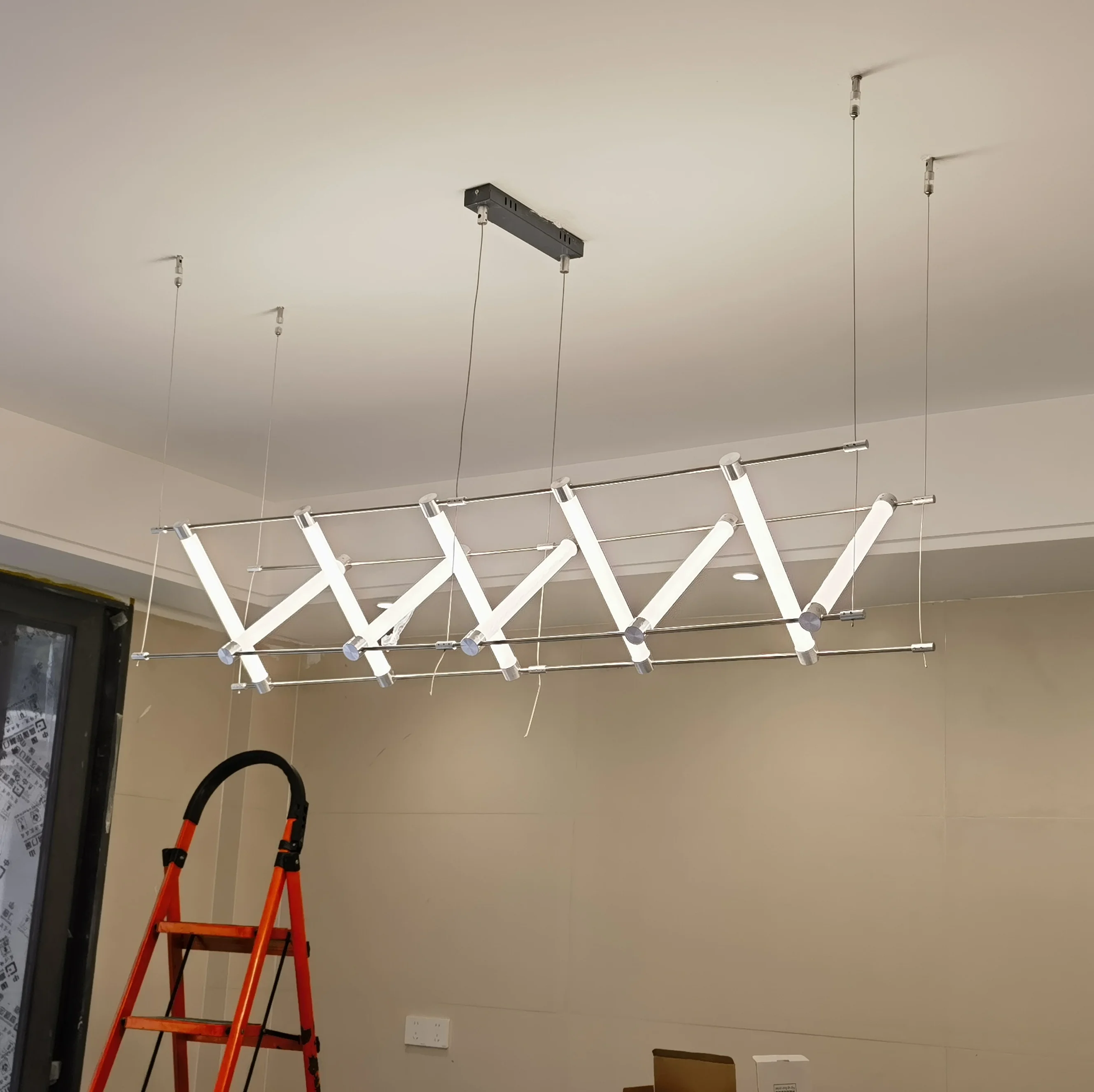 Steel Bar LED Pendant Lights Kichen Island Acrylic