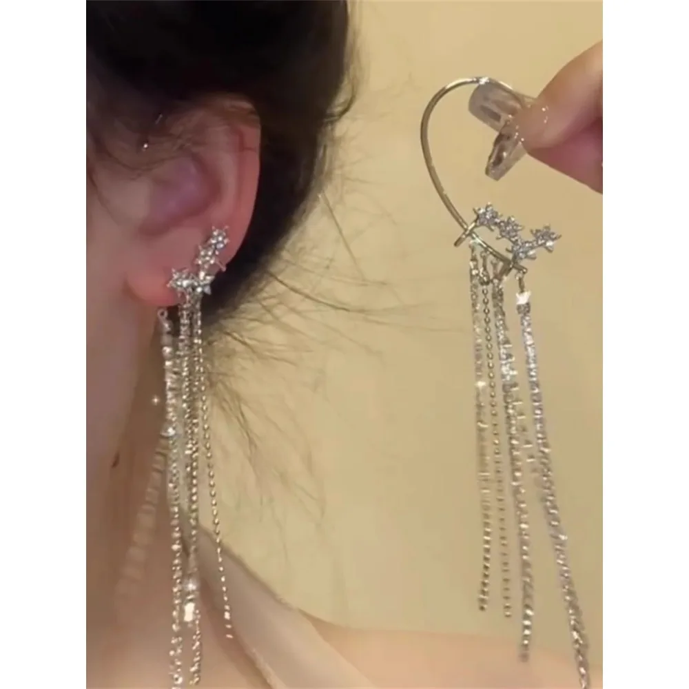 

Fashion super fairy fringed ear bone clip, pentagram ear hanging earrings