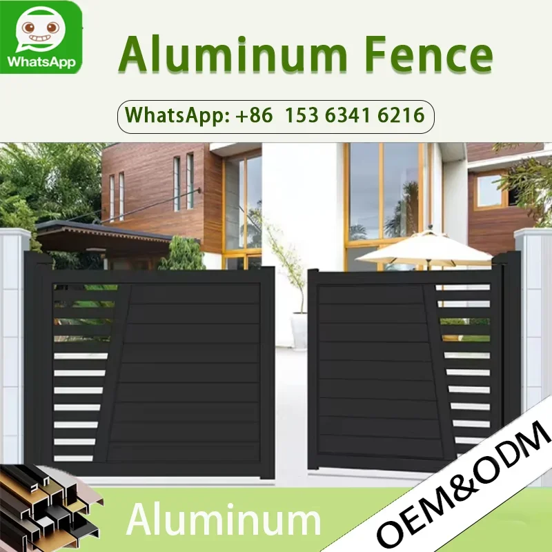 

Home Aluminum Custom Powder Coated Aluminum Alloy Aluminum Fence Design Luxury Front Door High Quality Metal Swing Gate
