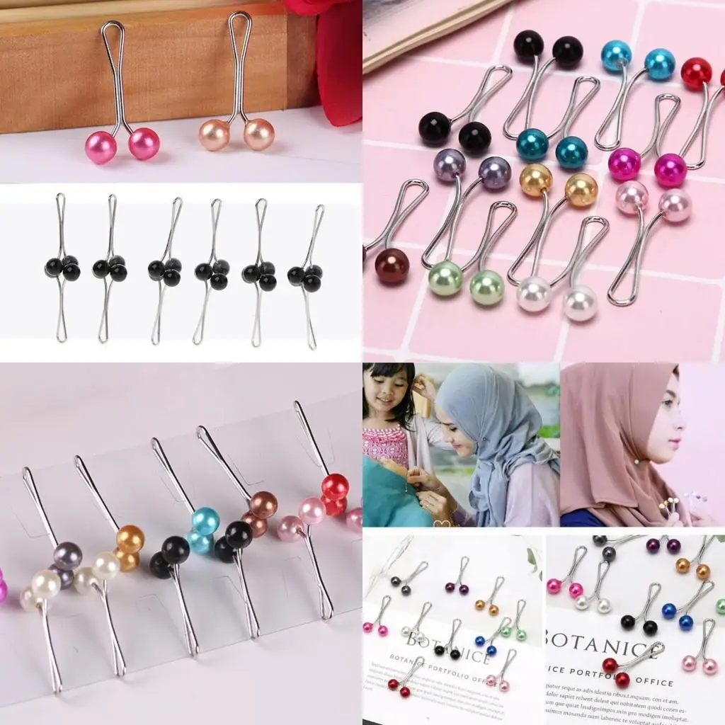 

652F 12pcs/lot Anti Slip Brooch Headscarf Shawl Scarf Lady Muslim Fixed Pins