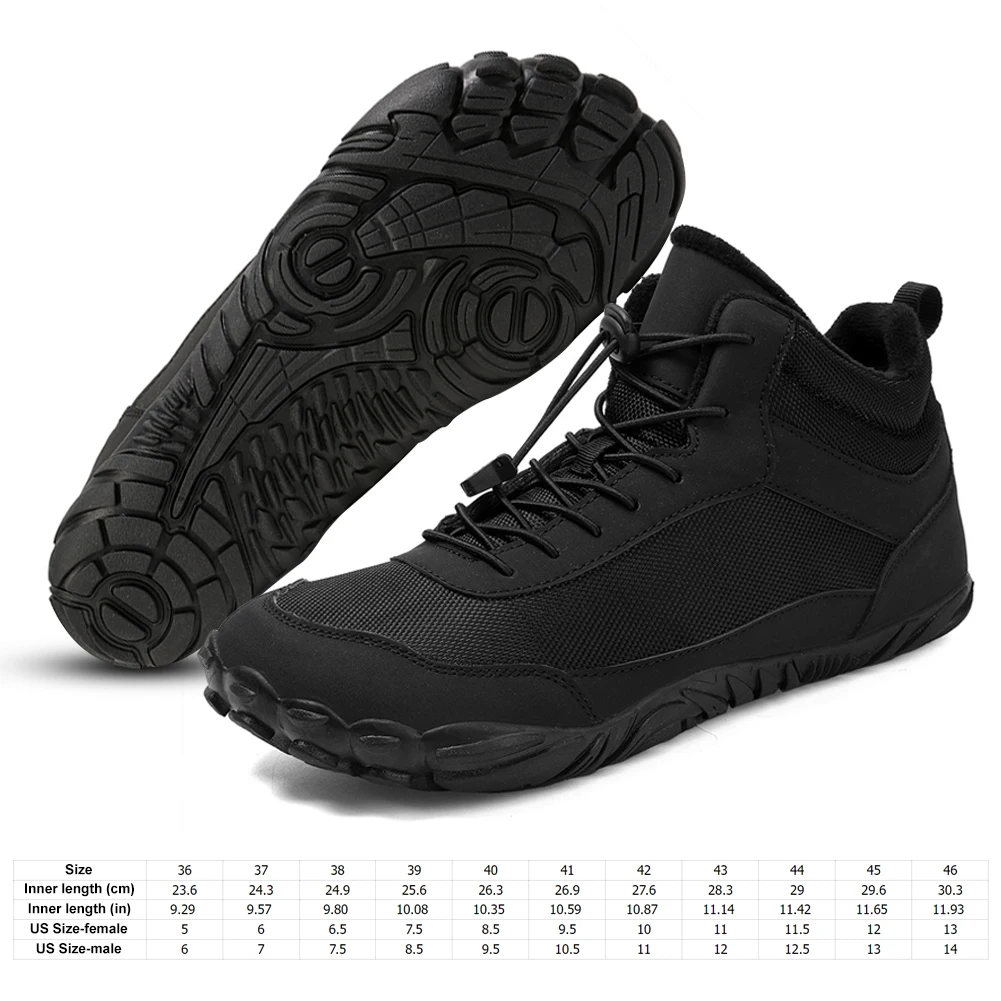 Winter Snow Boots Barefoot Trainers Нескользящие повседневные ботильоны Дышащие ботильоны на меховой подкладке Водонепроницаемые для занятий спортом на открытом воздухе
