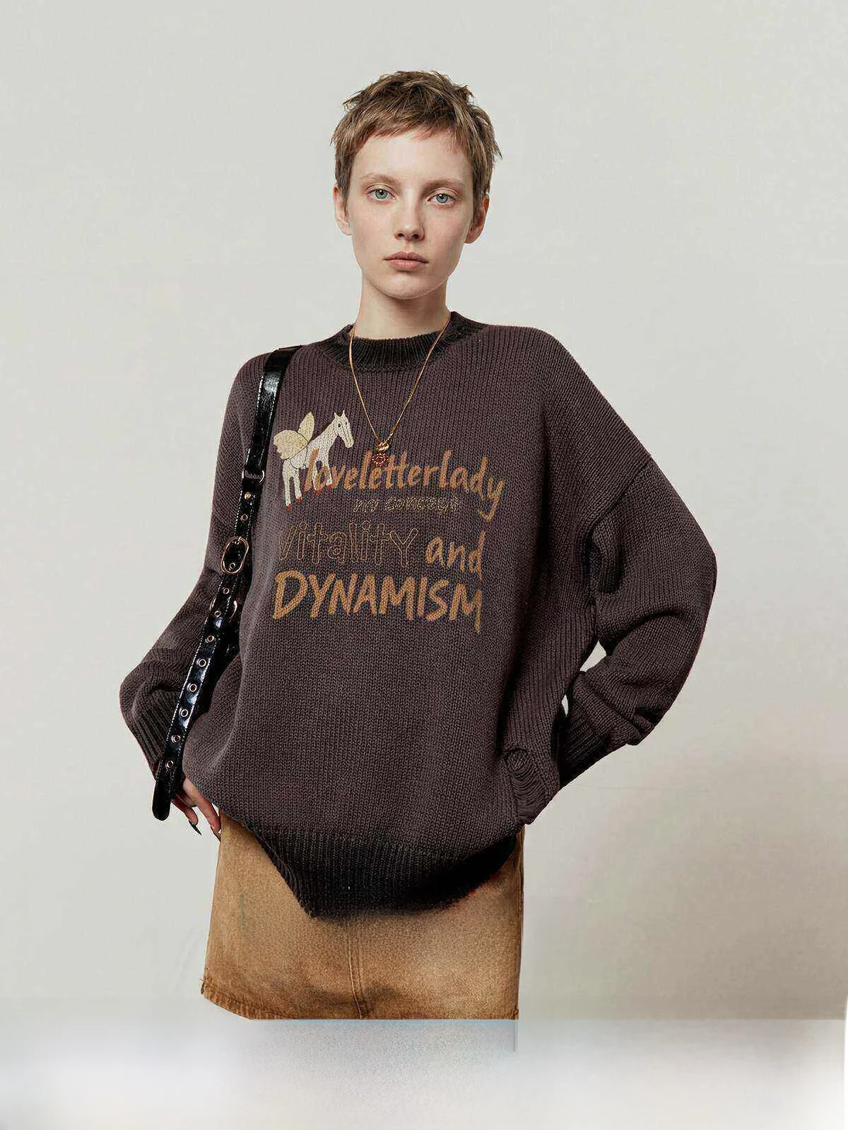 

Loose Women's Knitted Sweater Lazy Sle Spring 2026 New Arrival Comfortable Fit Knitwear Top by Zhou Li Wu Mu Series Mist Dw...