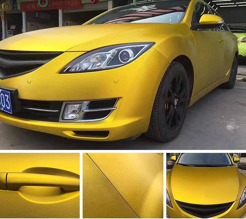 Chrom-Metall-Gold Gebürstete Metallic-Stahl-Vinylfolie mit Luftkanälen Selbstklebende Aufkleber-Autofolie