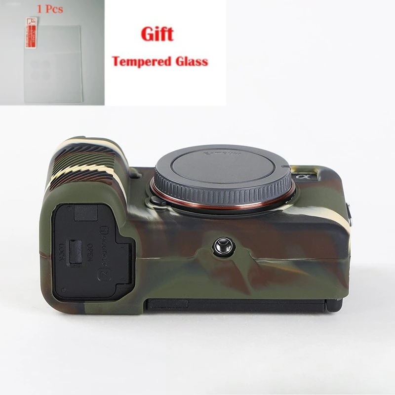 

Silicone Case Armor Protective Rubber Cover Skin Soft Camera Body , For Sony Alpha 7c ILCE7C A7C + Free Tempered Film