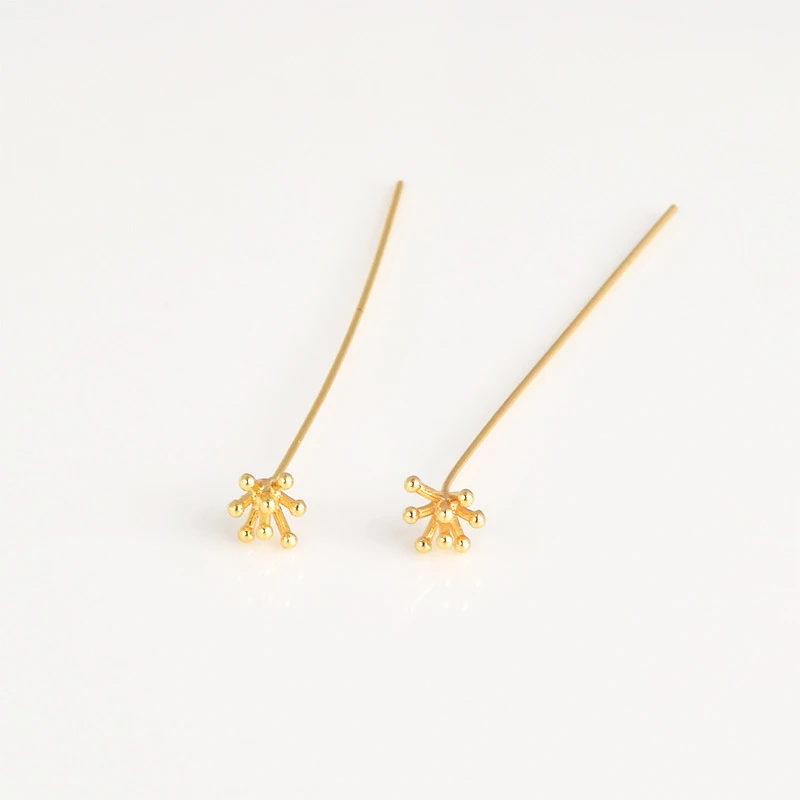 4pcs copper plated 18K gold flower core stamen ball needle DIY hand made jewelry hair decoration basic accessories materials