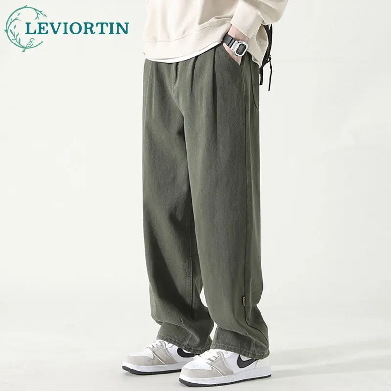 High Street Wide Leg Overalls Pants For Men Spring Autumn American Retro Minimalist Solid Colors Male Oversized Cargo Trousers