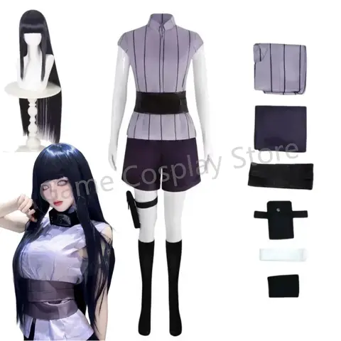 Peluca de disfraz de Hyuga Hinata, trajes de mujer, traje de fiesta de Carnaval de Halloween, Cosplayer de Hyuuga Ninja, peluca larga y bonita púrpura