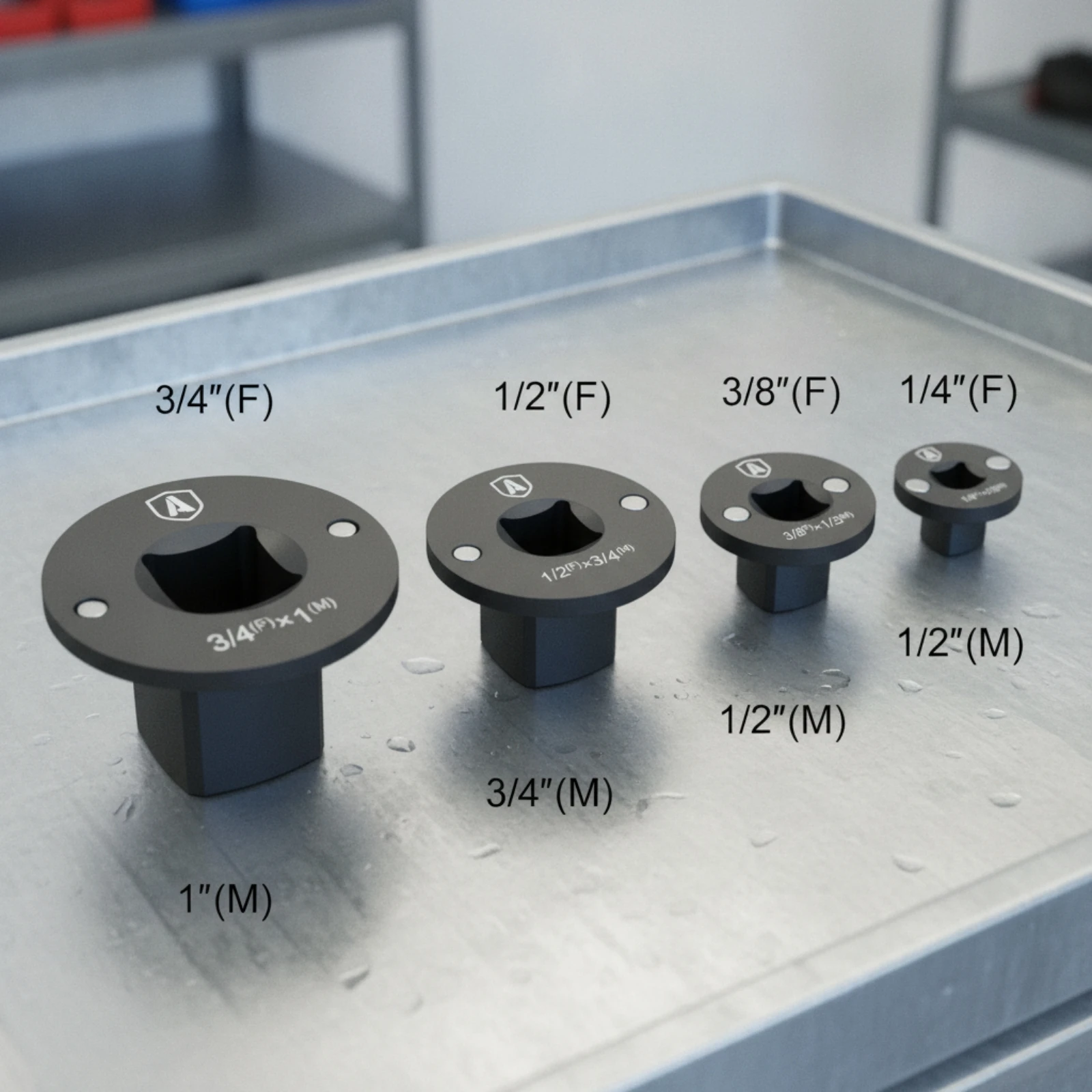 4 Pieces Low-Profile Socket Adapter Cr-Mo Steel Slimline Socket Adapter Drive Converter Flanged Top view 5