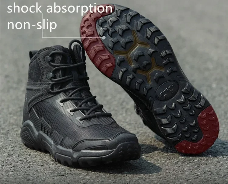 Outdoor Camping Waterproof Wearproof Hiking Shoe Men Climbing Hunting Lightweight Breathable  Tactical Training Hiking Boots