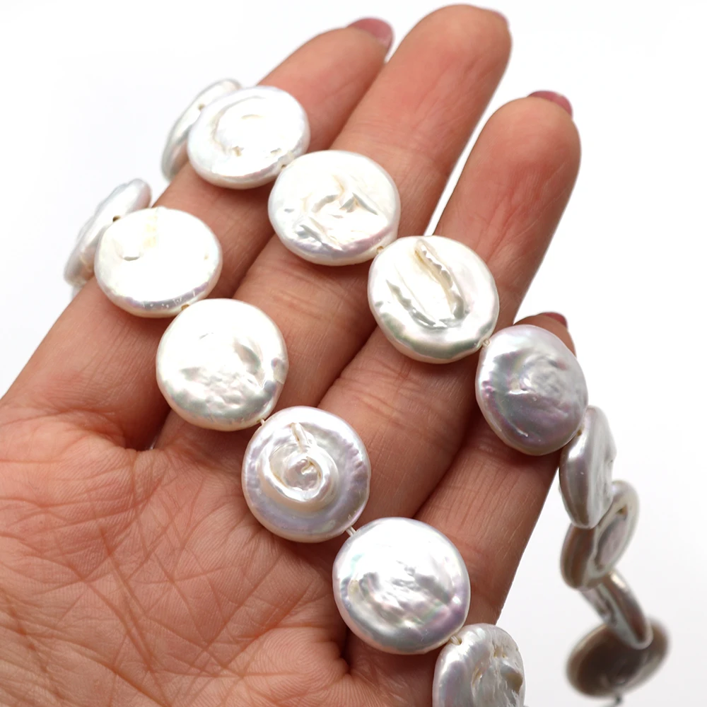 16-17mm Natural Freshwater Pearl Loose Beads Round Perforated Irregular Face Jewelry Pendant Charm DIY Make Gift
