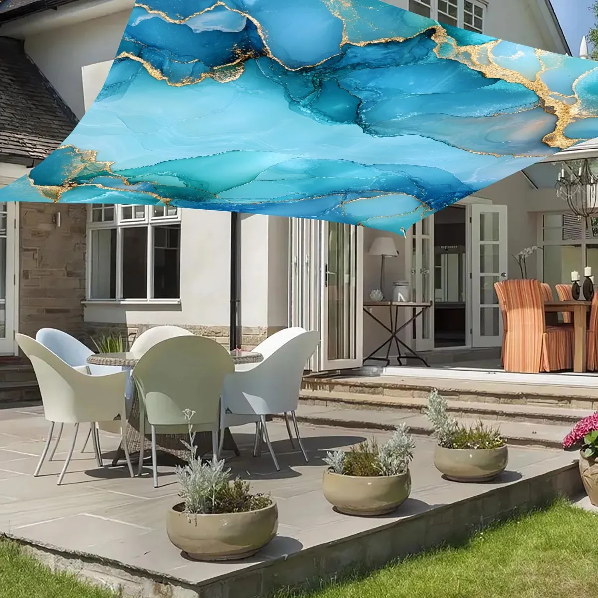 Marble Pattern Camping Sunshade Tent Camping Tarpaulin Picnic Cover Travel Outdoor Camping Tent Terrace Courtyard Tianmu Cloth