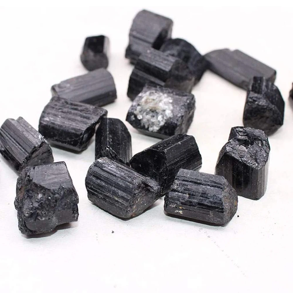 1Pc Natural Raw Black Tourmaline Healing Chakra Pendant Negative Energy Cleanser Relieve Stress Hand Braided Necklace