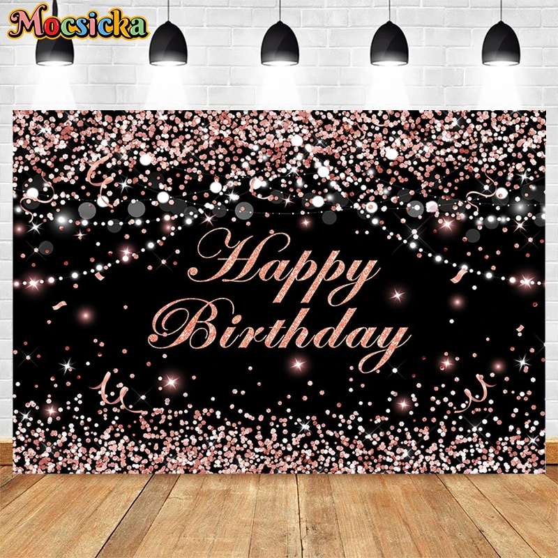 

Girls Birthday Backdrop Curtain Pink Diamond Glitter Party Decoration Children Portrait Photo Backdrops Studio Photography Props