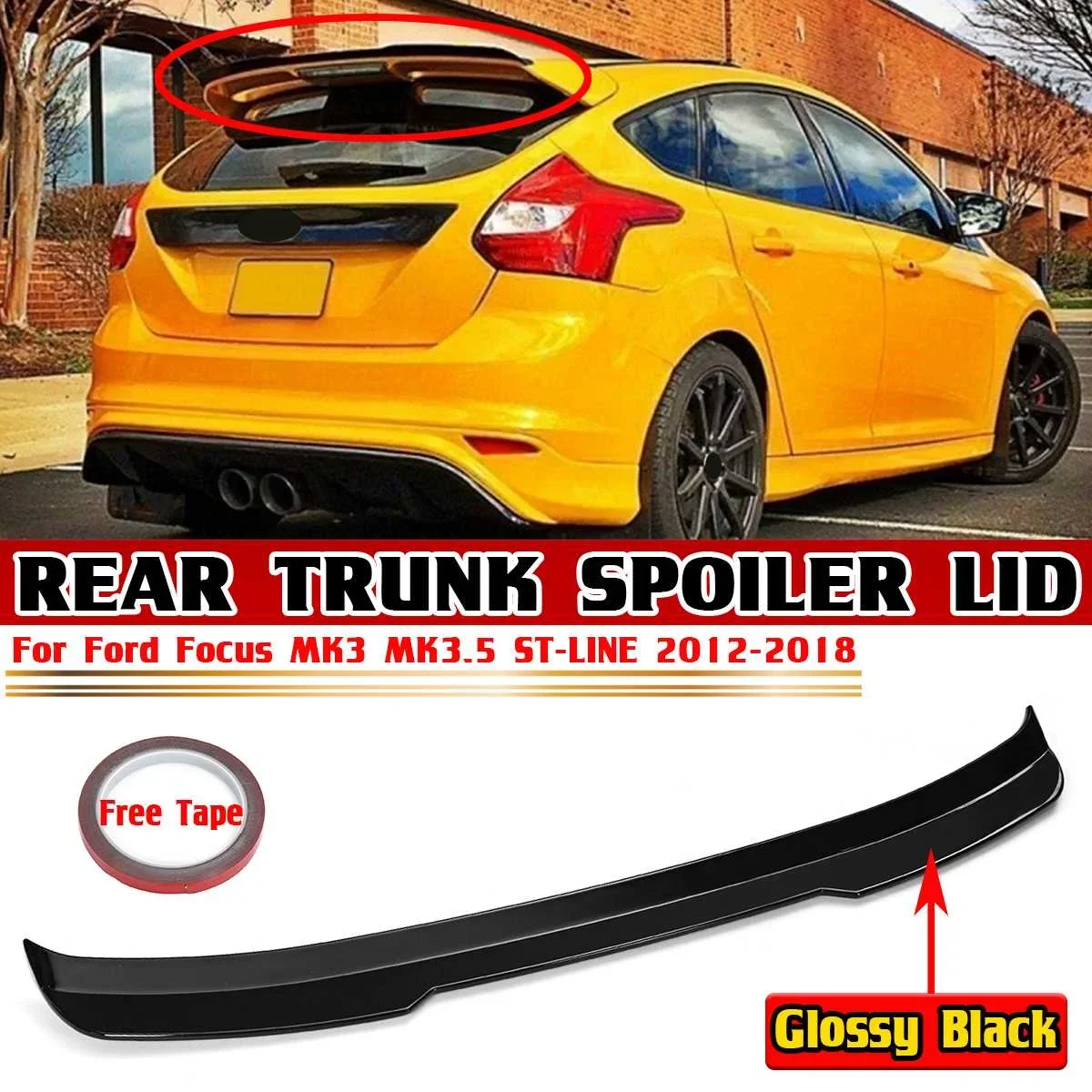 ST-LINE Car Rear Trunk Spoiler Extension Lip For Ford Focus MK3 MK3.5 ST-LINE 2012-2018 Car Rear Spoiler Wing Trunk Lip Cap