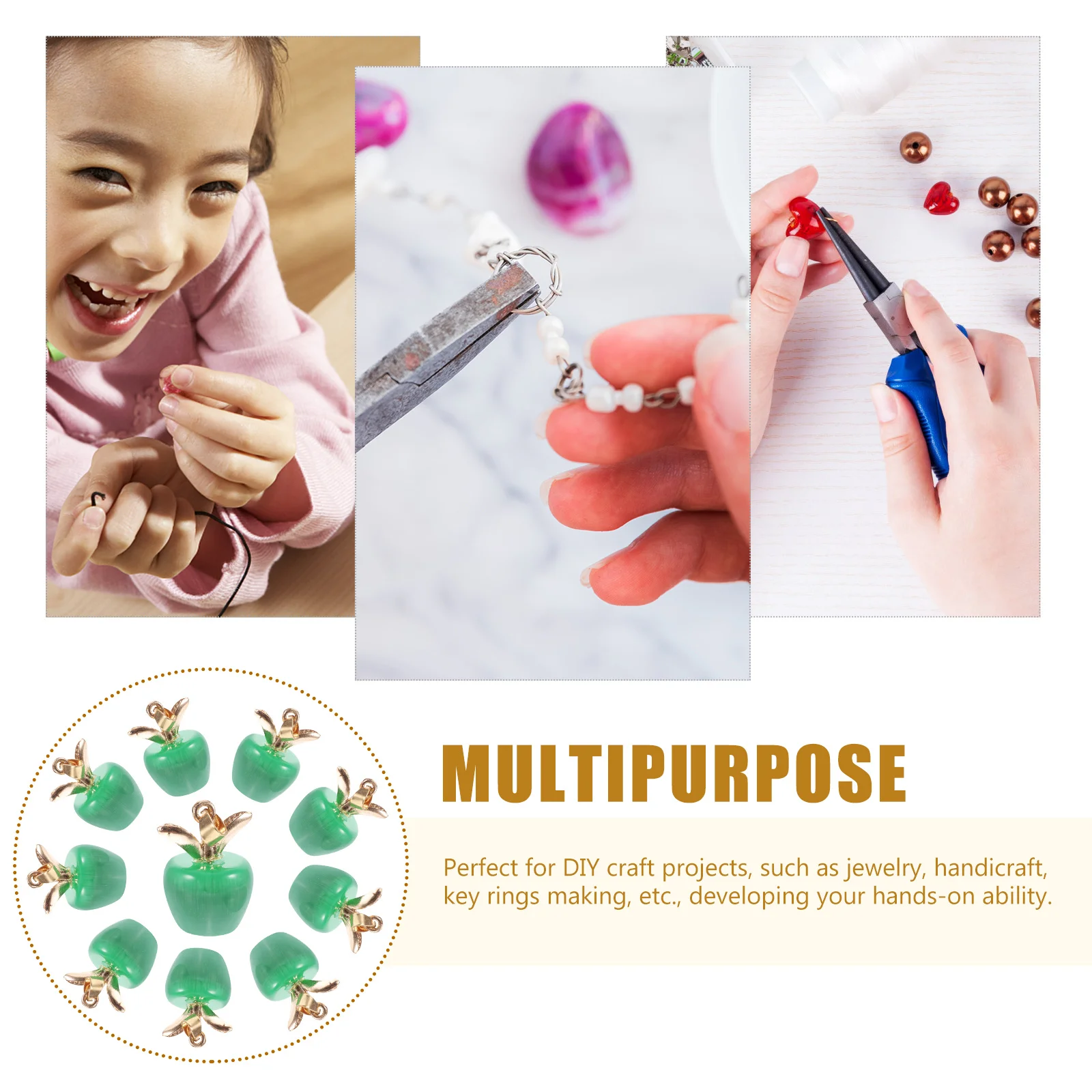 

10 шт., подвески в виде яблока с камнем «кошачий глаз», креативные ювелирные изделия, подвески для брелков, браслетов, ожерелья, принадлежности для изготовления подвесок