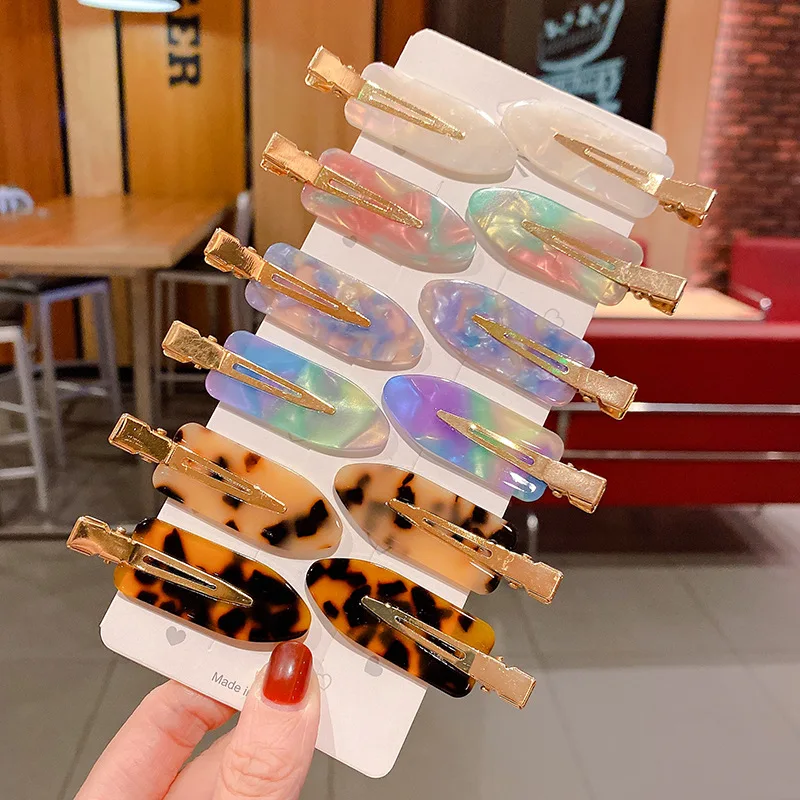 

2pcs Korean Acetate Hair Clips Simple Broken Hair Side Clips DNA Hair Clips Duckbill Clips