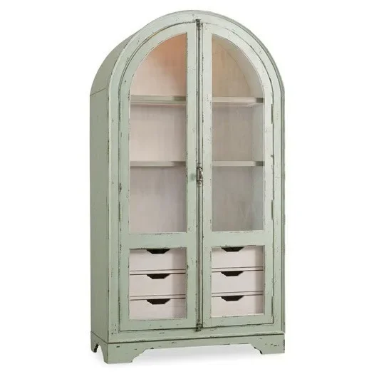 

French American solid wood retro old decorative cabinet solid wood carving flower retro decorative cabinet study bookcase all s