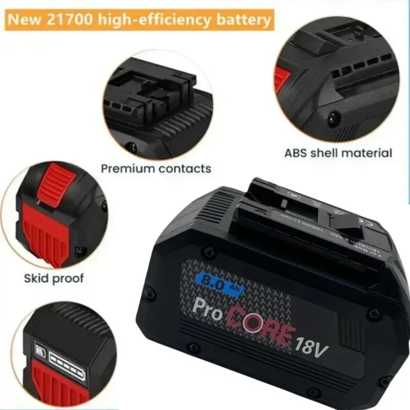 8AH/10AH for Bosch professional tool 18V 21700 battery ProCORE 18V lithium-ion battery, for replacing BAT609 BAT618 with BMS