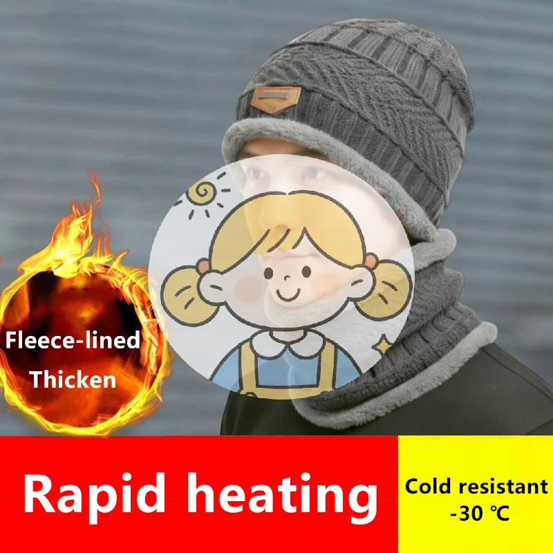 

.1Set Winter Warm Knitted Hats Scarf Set Warm Beanies Wool Knit Caps Men Women Outdoor Cycling Ski Cold Protection Neck Mask Hat