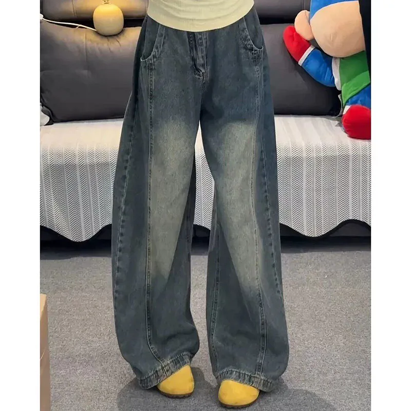Four Season Men women Jeans Korean Version Student Casual Pants High Street Straight Loose Wide Leg Jeans Retro Baggy Jean 2026