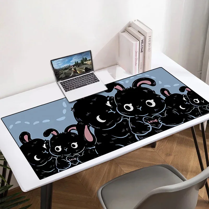 Alas meja kucing estetika Mausepad Mouse Aksesori game Gamer kabinet Deskmat diperpanjang bantalan Mouse alas Keyboard Pc Anime bantalan