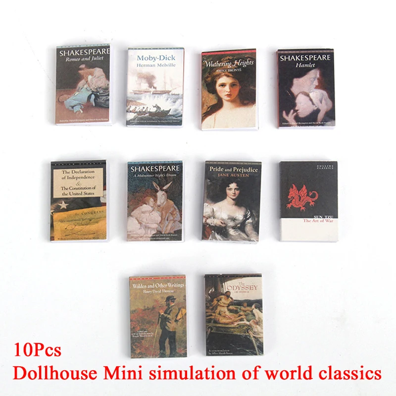 10 Piezas de Libros de Simulación para Casa de Muñecas 1/12, Adornos en Miniatura para Estudio, Accesorios para Casa de Muñecas, Juguetes para Niños