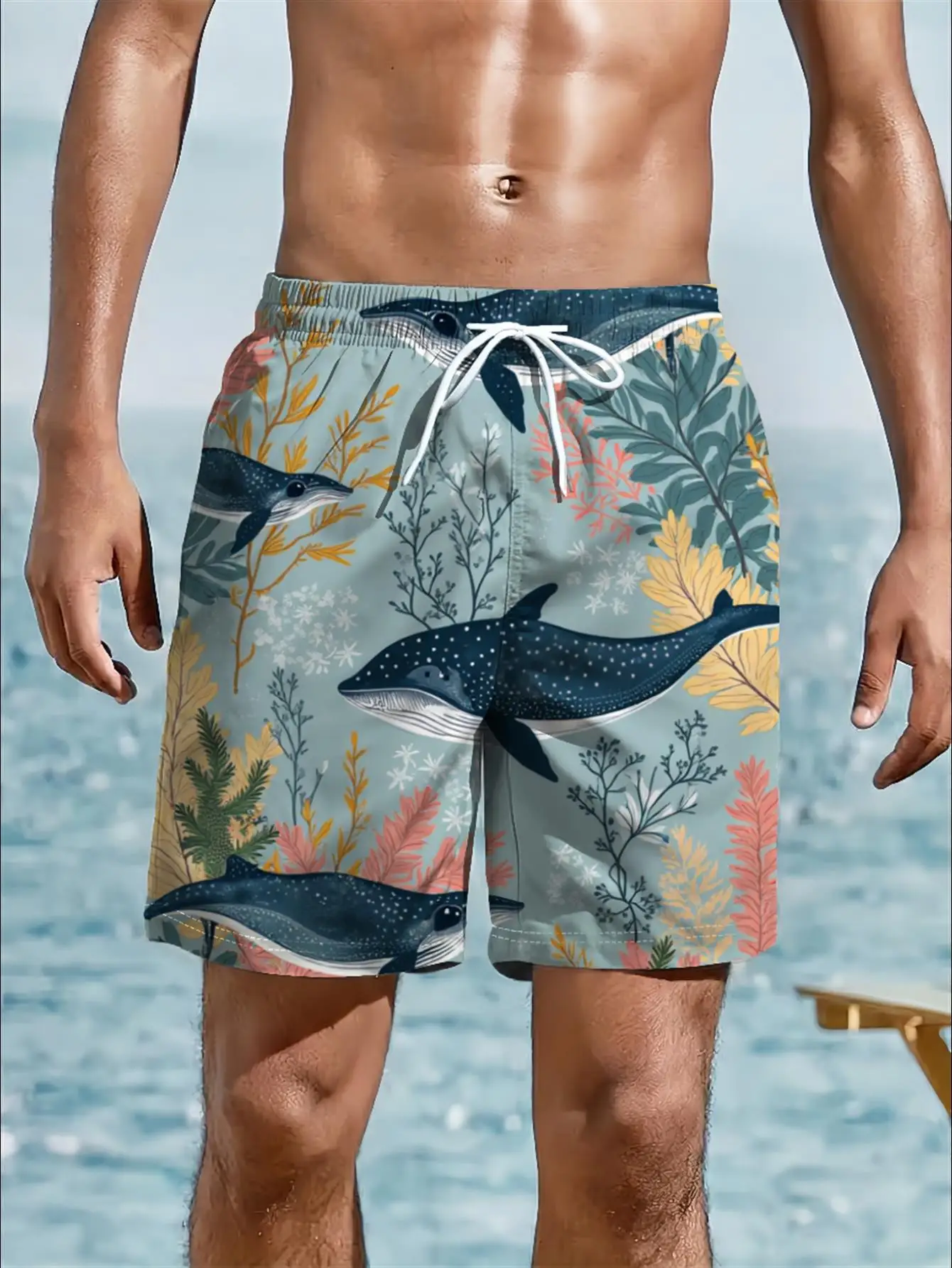 Mens Tribal Elephant Print Quick Dry Drawstring Waist Casual Summer Beach Board Shorts Swim Trunks