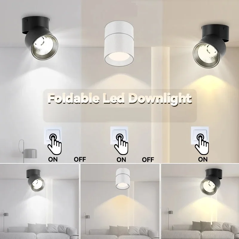 LED Adjustable 360° Pivoting Ceiling Spot Light Indoor Spotlight Lamp Wireless Downlight for Art Display Living Room Lighting