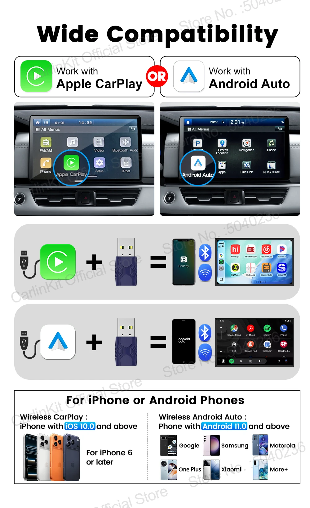 Mini Ultra 2 CarlinKit 5.0 Kabelloser CarPlay Android Auto Adapter Plug & Play WLAN Bluetooth Automatische Verbindung für OEM-Fahrzeuge – Detail 3