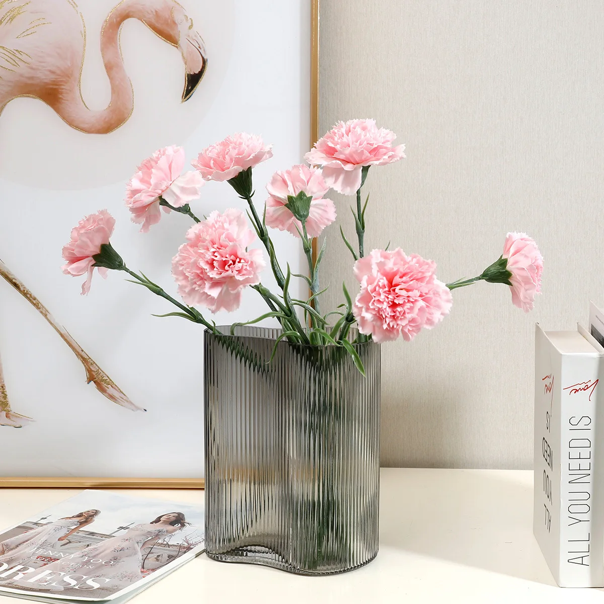 5Pcs Moisturizing Carnation Mother's Day Gift Bouquet Real touch Artificial Flowers for Home Decoration Fake Flowers Carnation