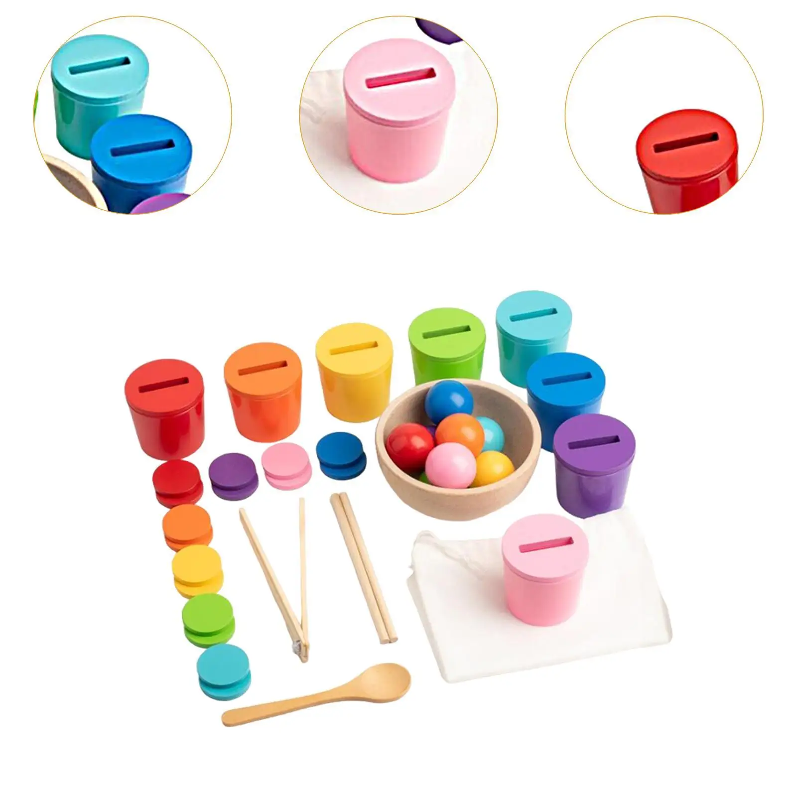 Palline in tazze Giocattolo Montessori 8 colori Abilità motorie fini Formazione Pensiero logico Giocattolo per l'apprendimento prescolare Giocattoli per l'educazione precoce