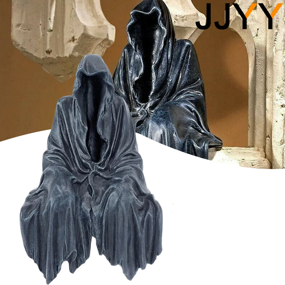 JJYY Mysterious Death Statue Resin Crafts Reaper Seated Statue Resin Desktop Decoration Gothic Sculpture Decoration