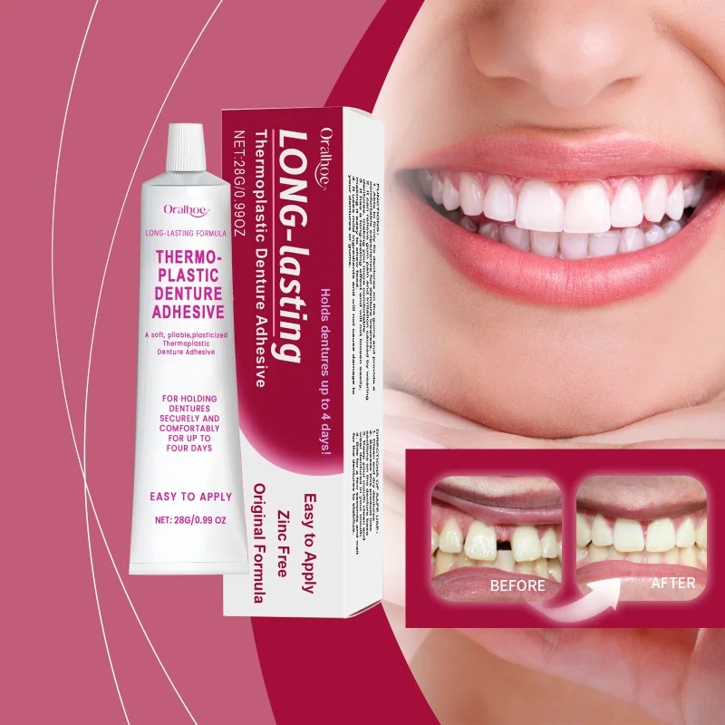 

Denture Fixative Adhesive - 4-Day Long-Lasting Hold For Stable Dentures, Thermoplastic Formula For Comfortable Gum Protection