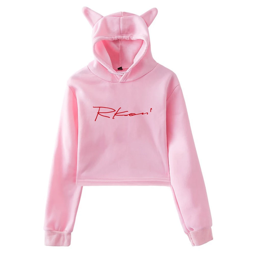 Bluza z kapturem GF Rkomi Merch Live 2025 z kocimi uszkami, bluza z kapturem, długi rękaw, krótki top, odzież damska