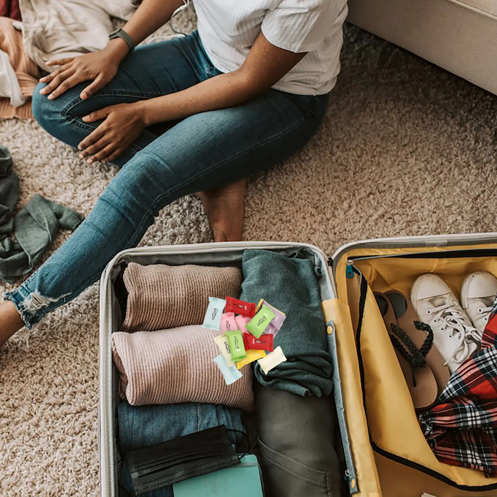 

70Pcs Disposable Compressed Face Towels Portable Thick Soft Mini Coin Wipes for Travel Camping Hiking Outdoor Activities