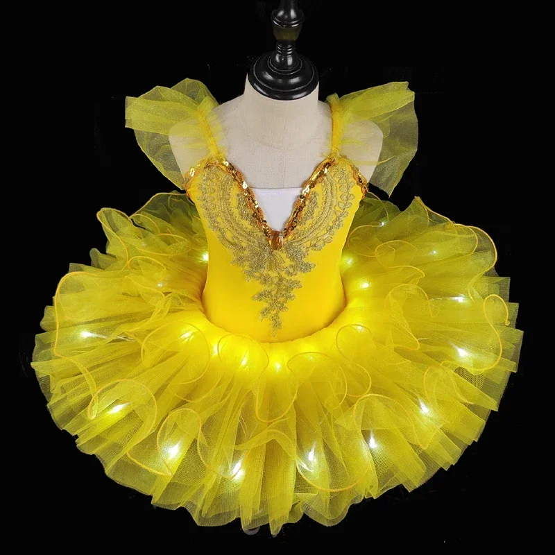 

Tutu Ballet Led Light Swan Lake Ballerina Pancake Tutu Girl Women Adult Child Ballet Dress Kids Dance Costumes Tutu Led