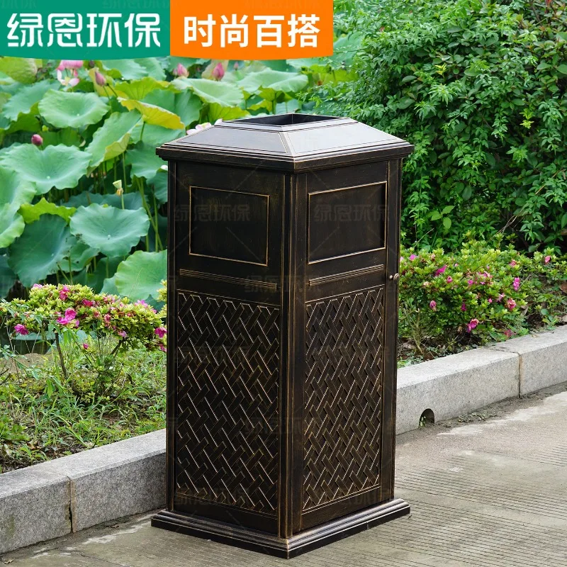 Villa courtyard outdoor trash can rust-proof cast aluminum trash can outdoor garden high-end community real estate large fruit l
