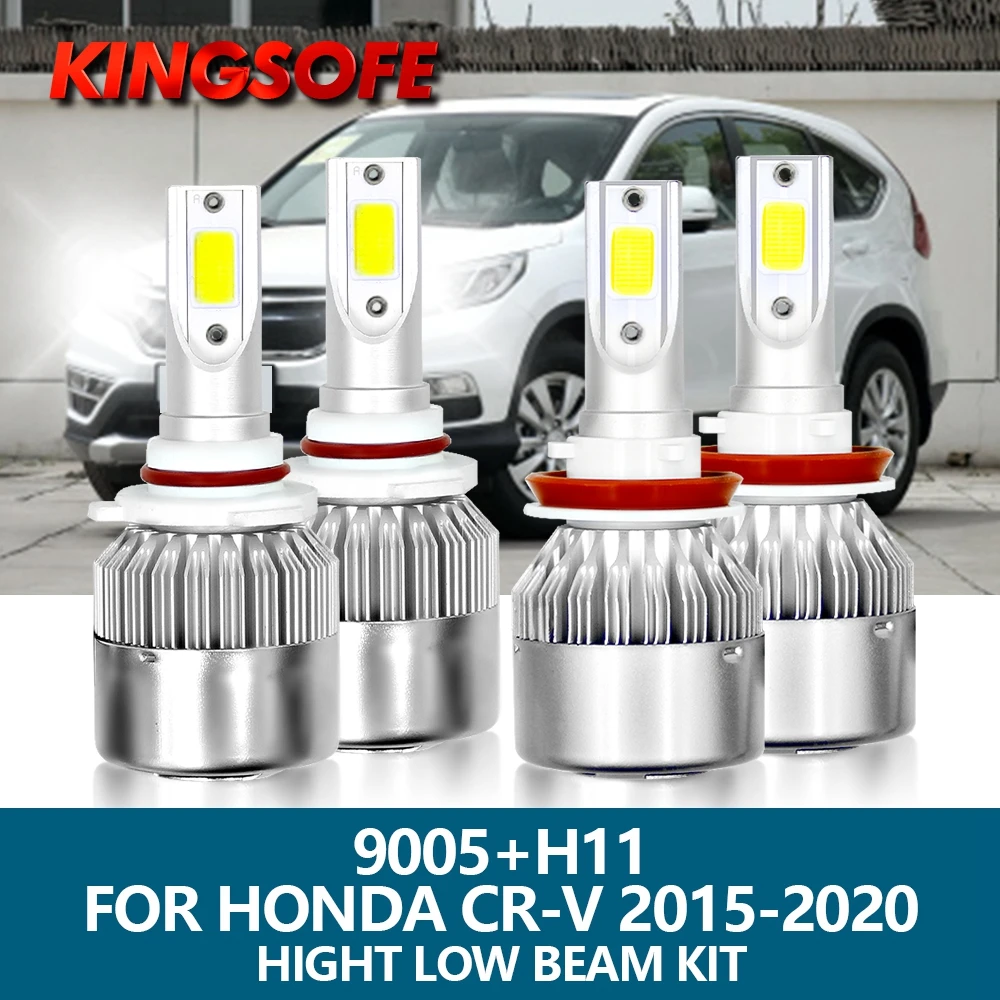 

4Pcs LED Headlight HB3 H11 Car Light 9005 8000LM 72W 6000K White COB Chip Hight Low Beam Bulbs Kit For Honda CR-V 2015-2020