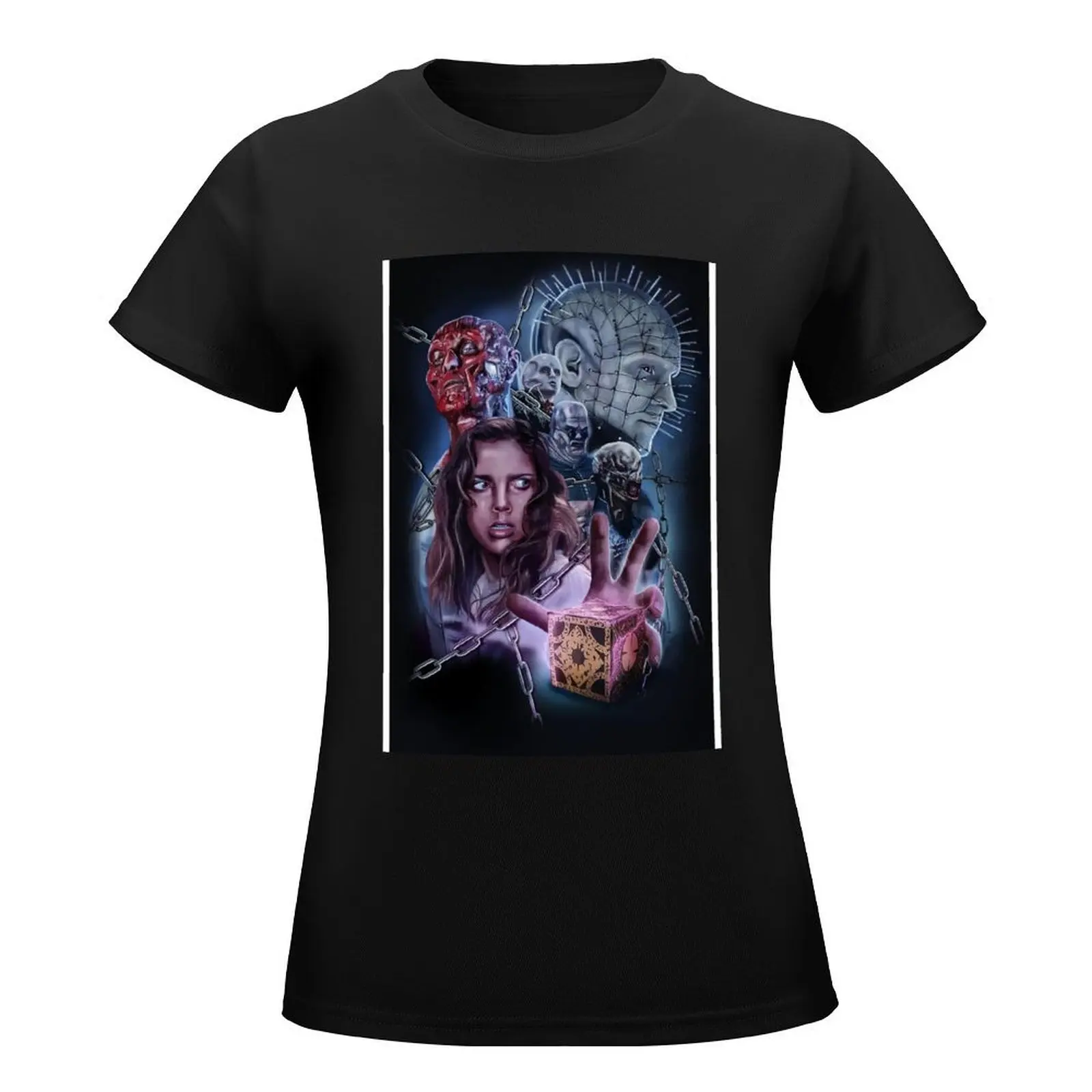 Hellraiser Vintage Horror Movie T-Shirt Short sleeve tee oversized anime clothes graphics cat shirts for Women